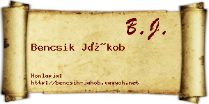 Bencsik Jákob névjegykártya