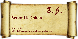 Bencsik Jákob névjegykártya